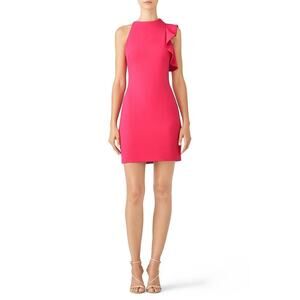 NWT Black Halo Pink Pabla Sheath Dress Ruffles Lined Pink Size 12